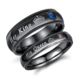 Custom King and Queen Crown Couple Rings Set