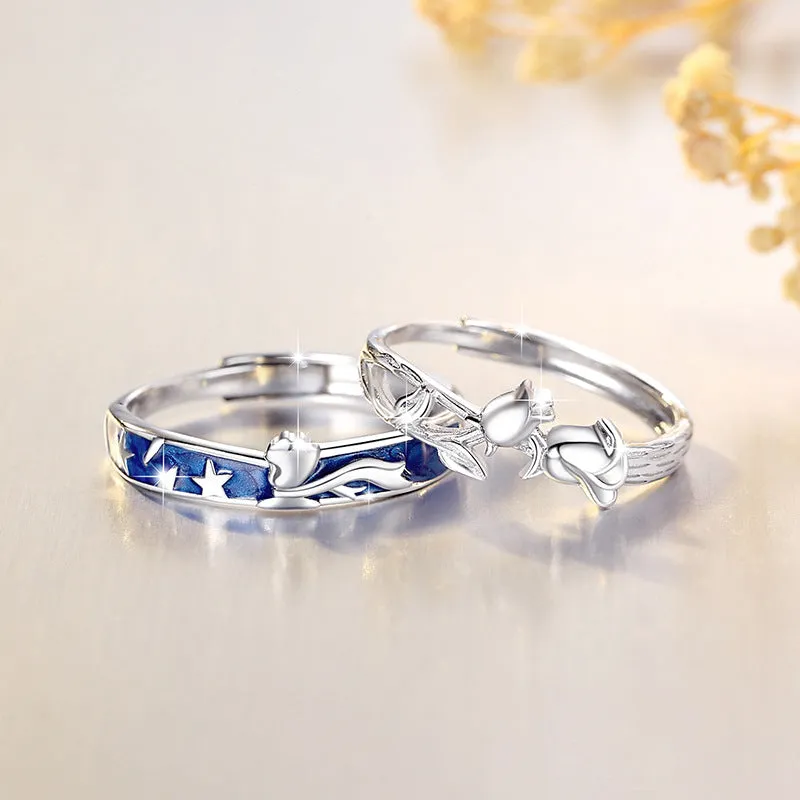 Custom Name Romantic Promise Rings for Couples