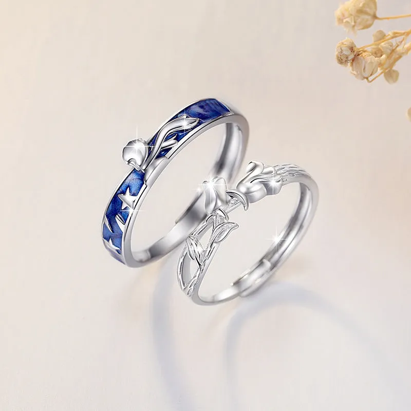 Custom Name Romantic Promise Rings for Couples