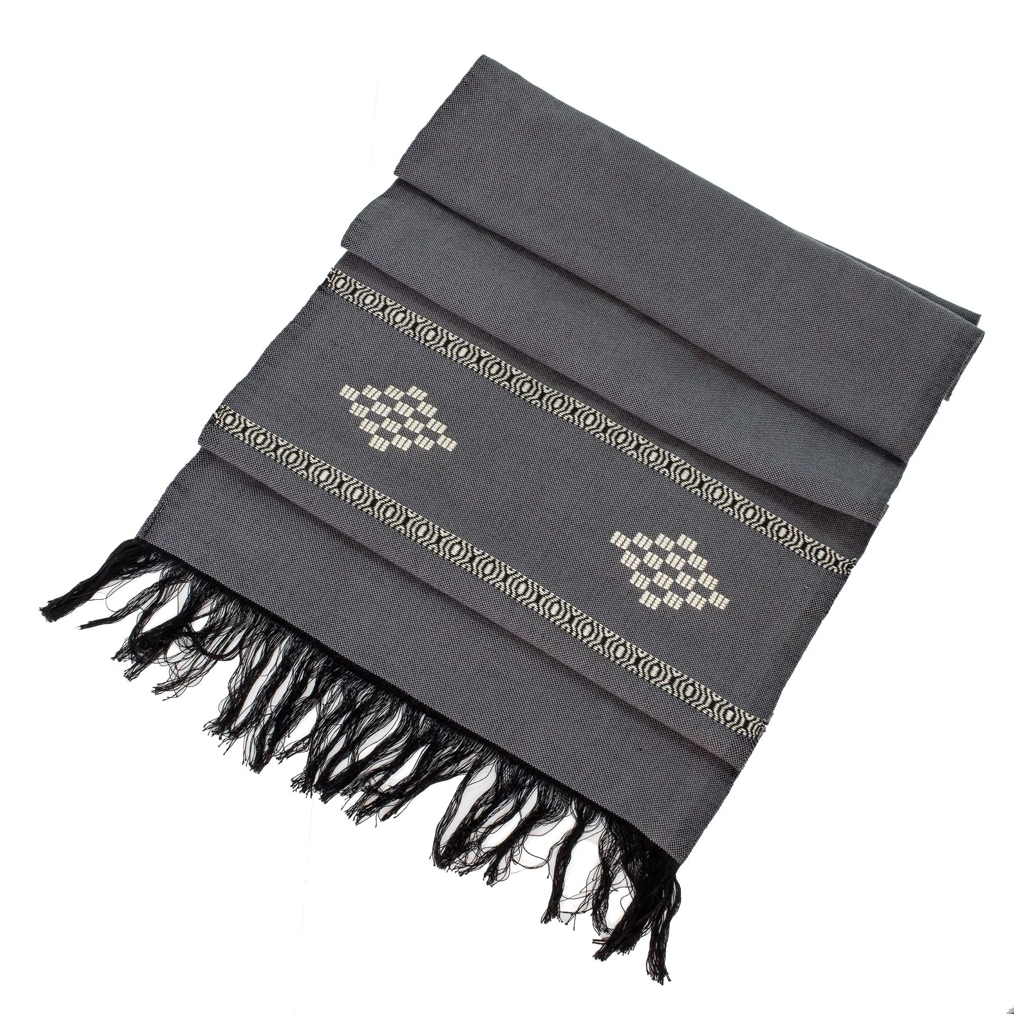 Diamond Diva in Grey Grey Cotton Blend Scarf with Warm White Diamond Motif