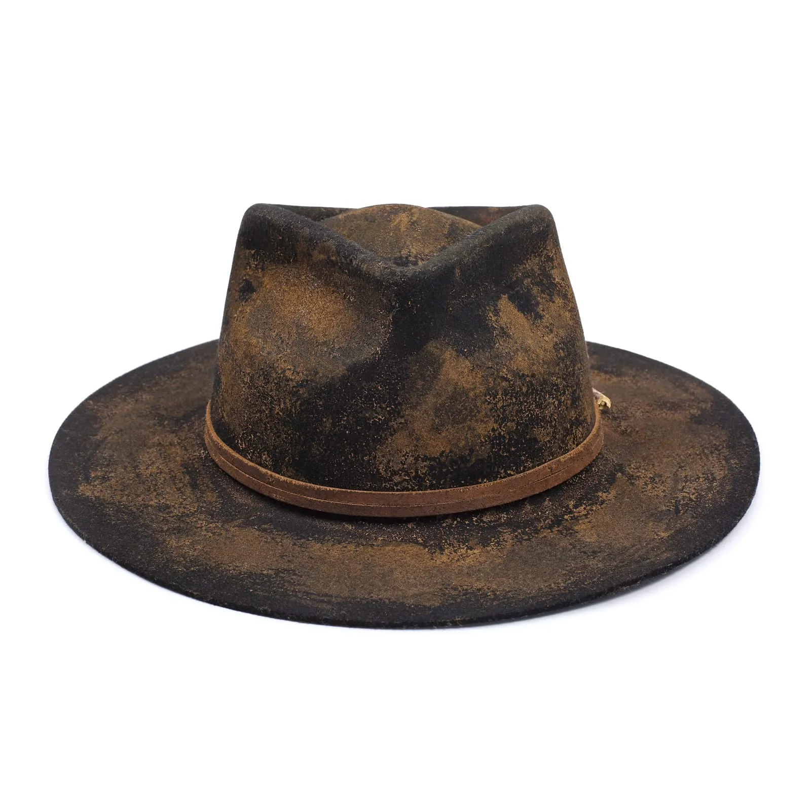 Eclipse - Vintage Burned Distressed Stiff Wool Fedora Hat