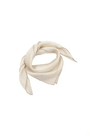 Ecru Pure Silk Solid Color Women's Small Scarf 53 x 53 cm