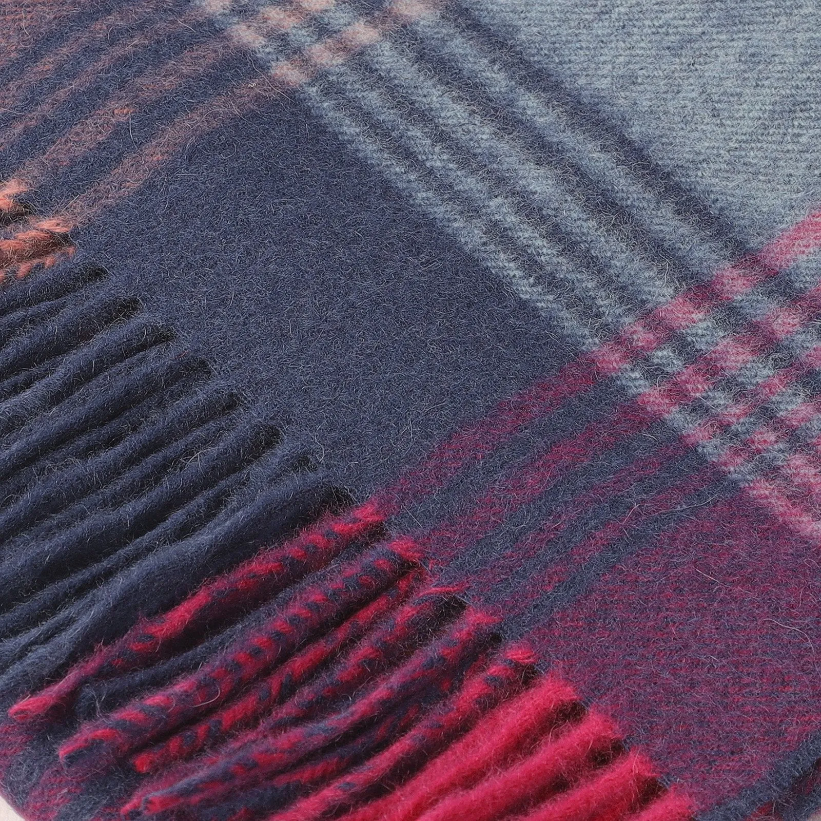 Edinburgh Cashmere Scarf  Broken Check - Orange/Pink/Denim