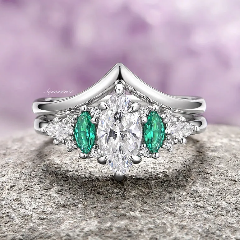 Emerie Diamond (cz) & Emerald Couples Ring Set