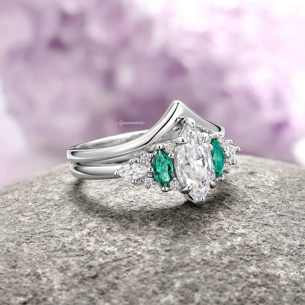 Emerie Diamond (cz) & Emerald Couples Ring Set