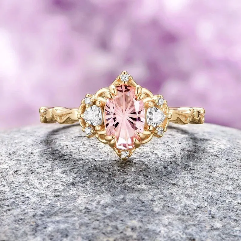 Esme Star Cut Morganite Ring- 14K Yellow Gold Vermeil