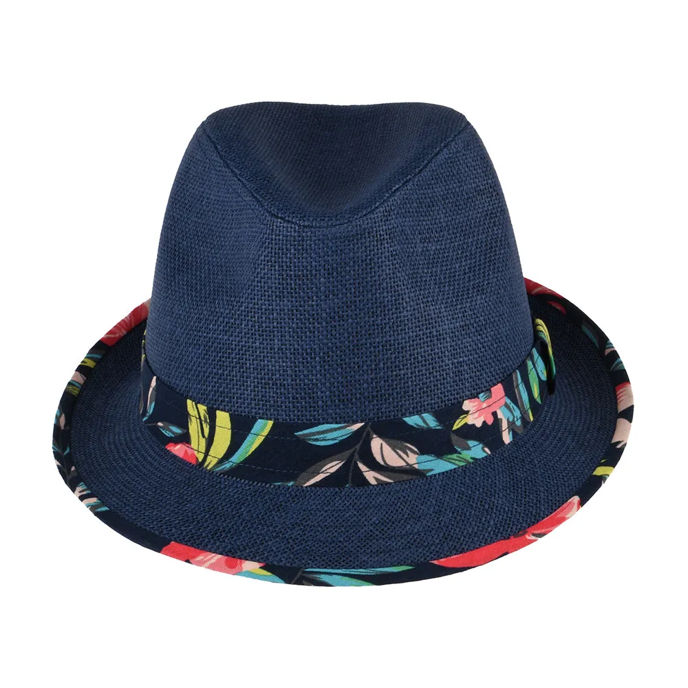 Failsworth Hats Malibu Toyo Straw Trilby Hat - Navy Blue