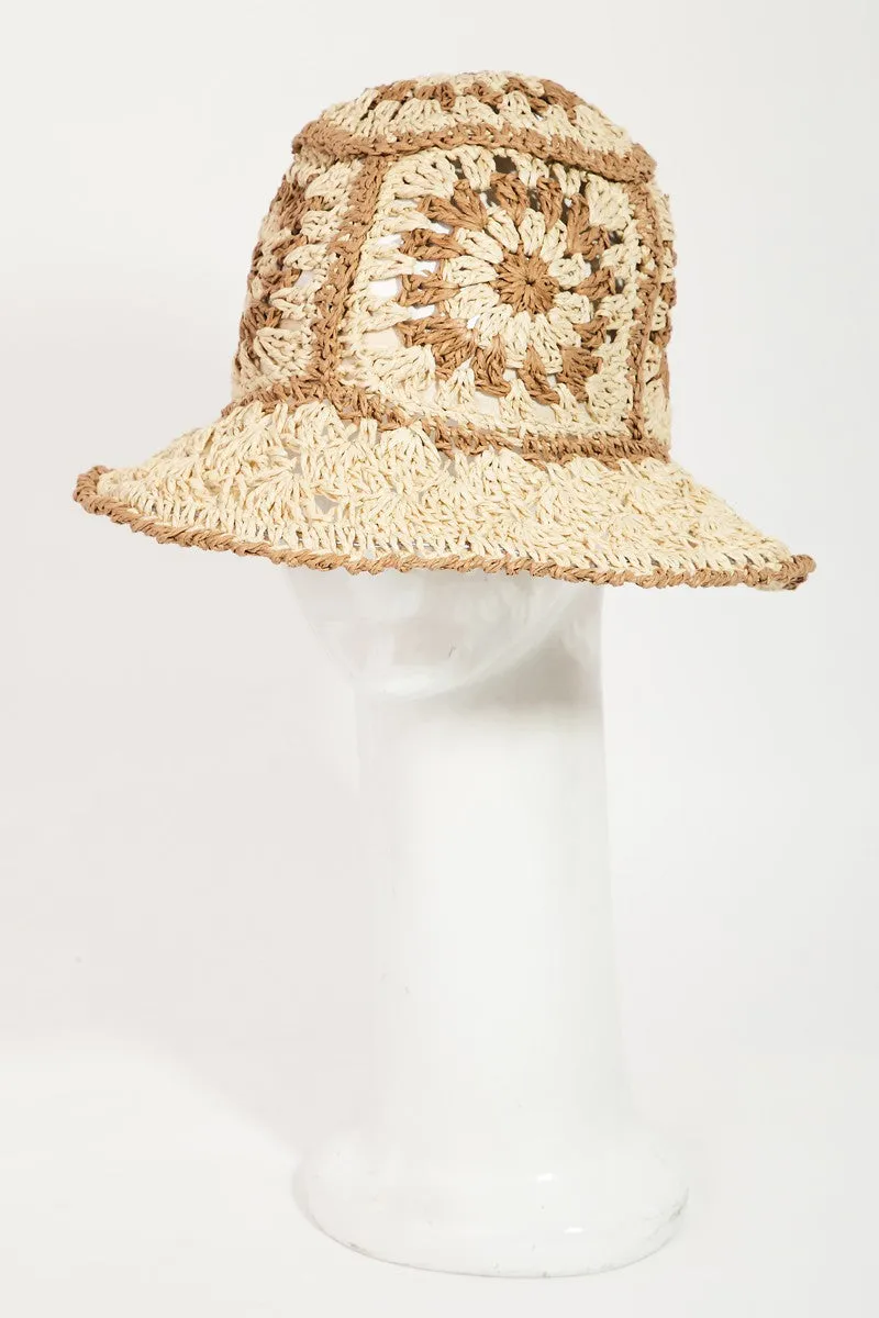 Fame Contrast Geometric Wide Brim Hat