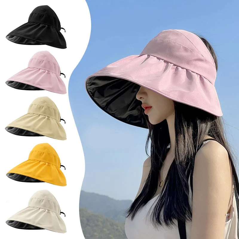 Foldable Fisherman Hat Summer Empty Top Sun Protection Hat UV Protection Upf50  Sun Visor Full-face Sunhat For Women