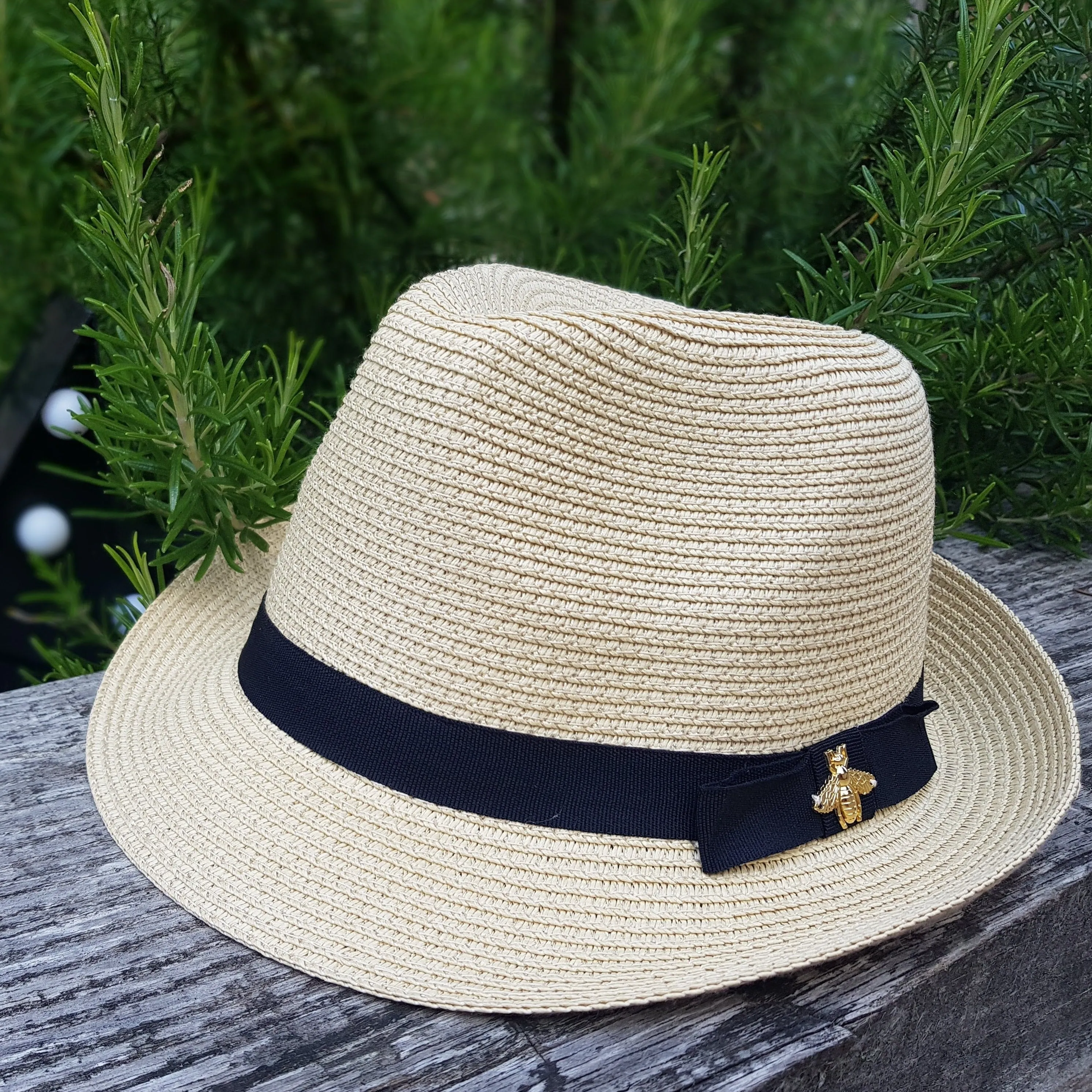 Folding Travel Trilby Sun Hat with a Bee Design