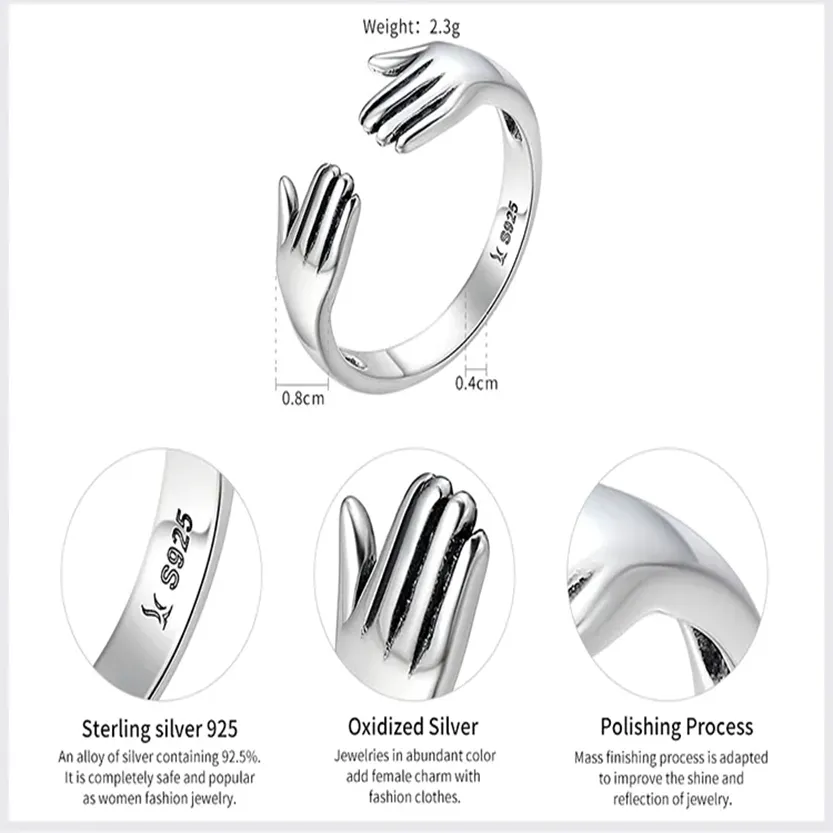 Funki Buys | Rings | Men's Women's 925 Sterling Silver Hug Ring