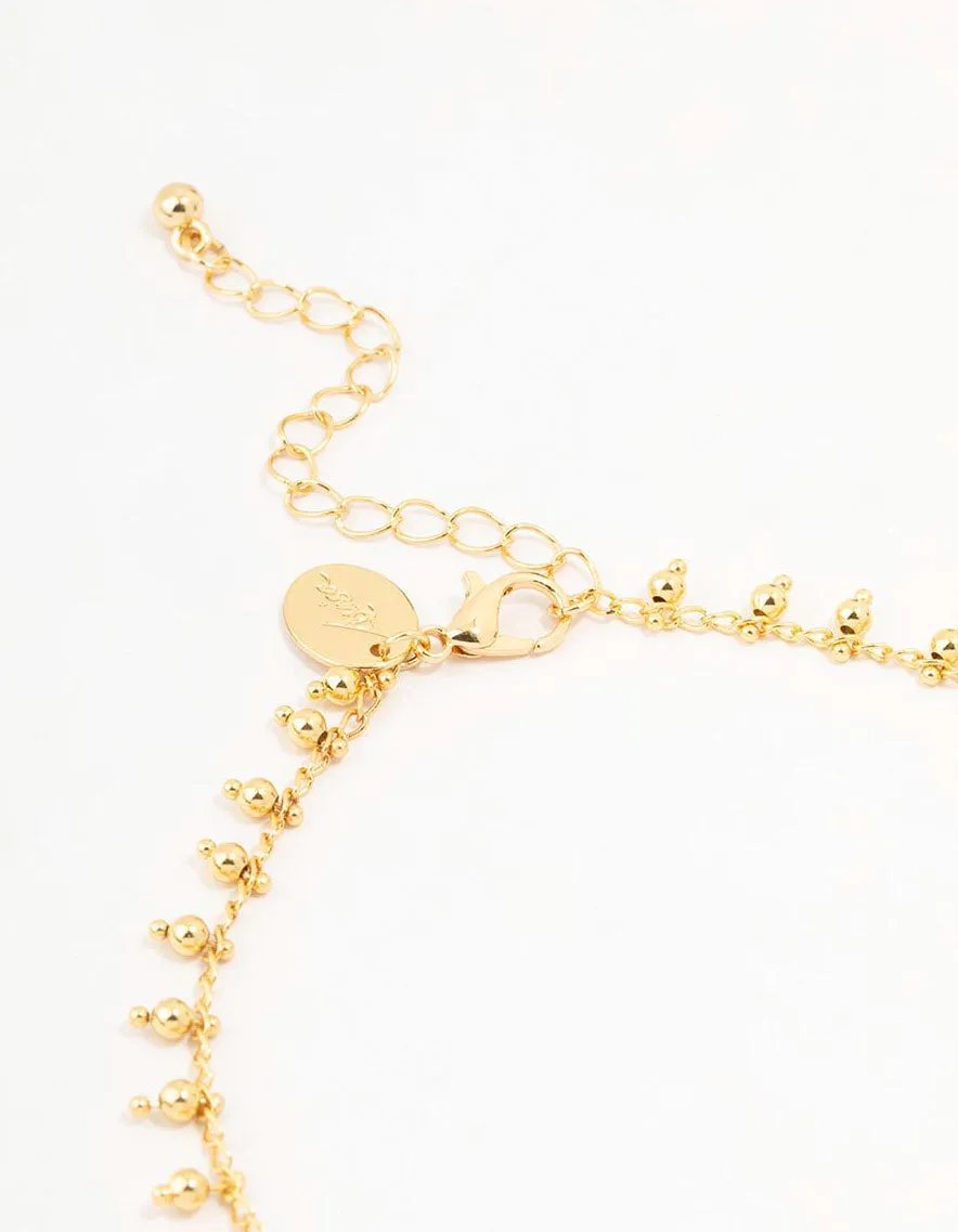 Gold Plated Bohemian Ball Drop Anklet