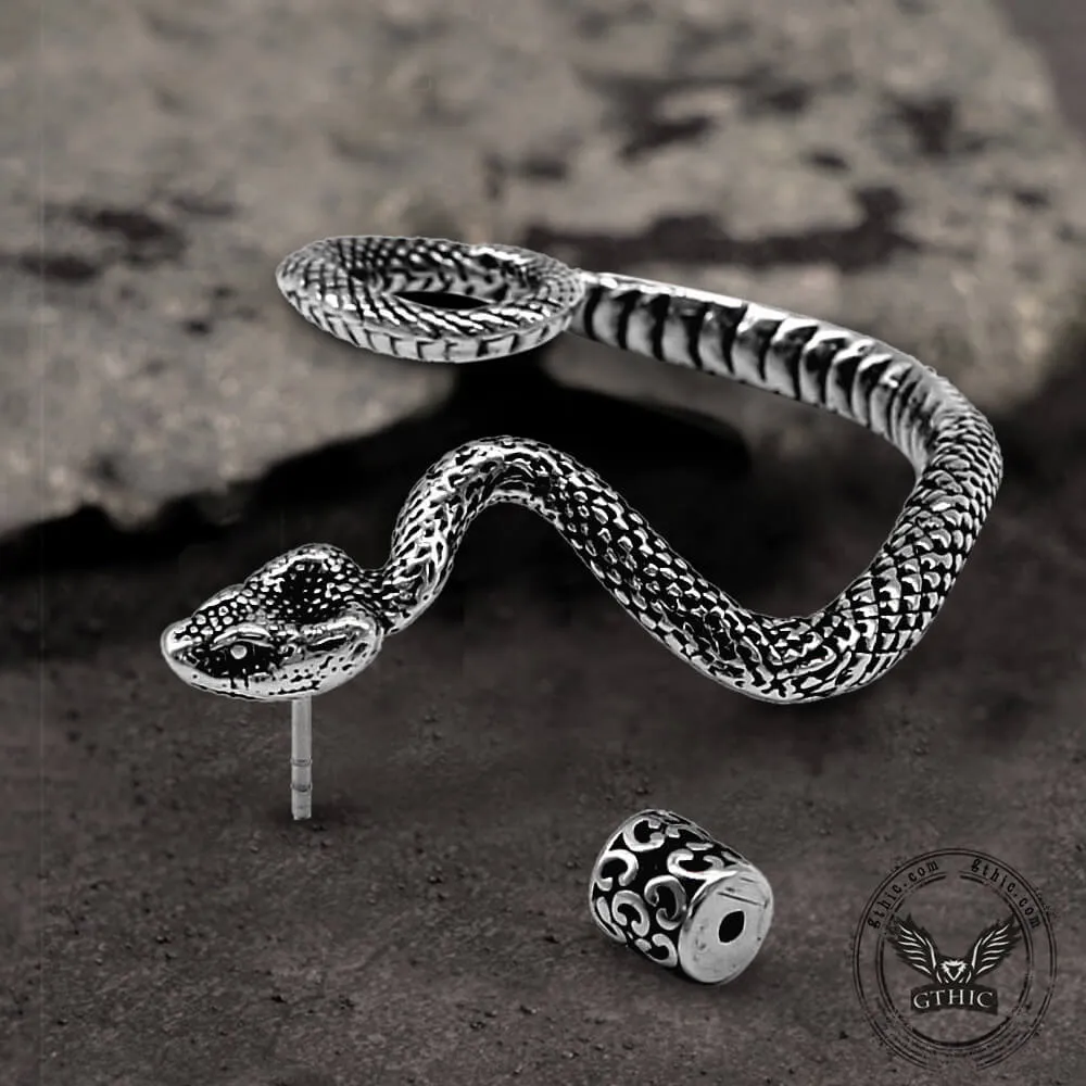 Gothic Snake Stainless Steel Stud Earrings