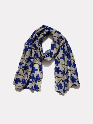 Grey Floral Cotton Scarf