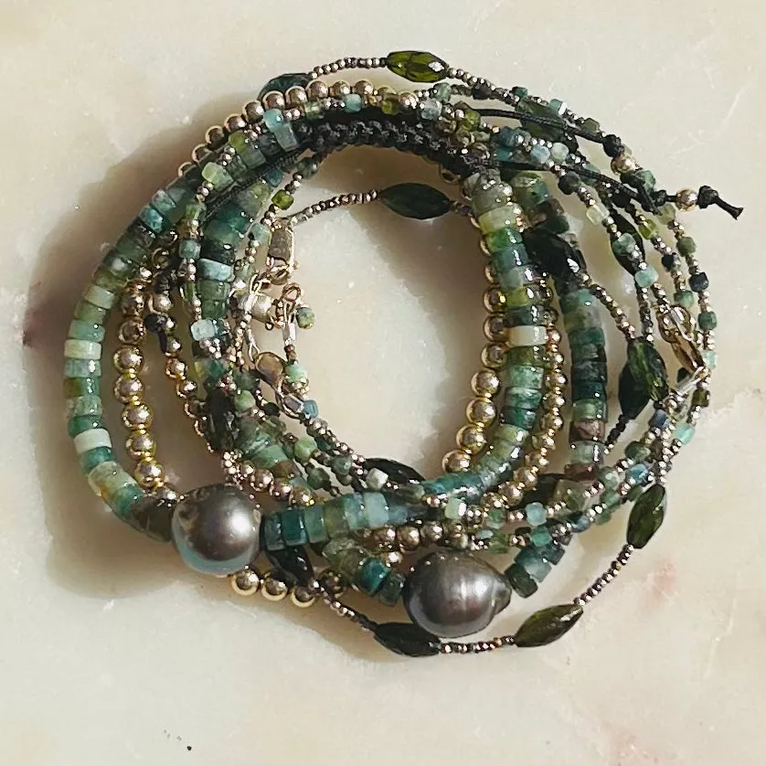 Growth & Renewal Green Gemstone & Pearl Bracelet