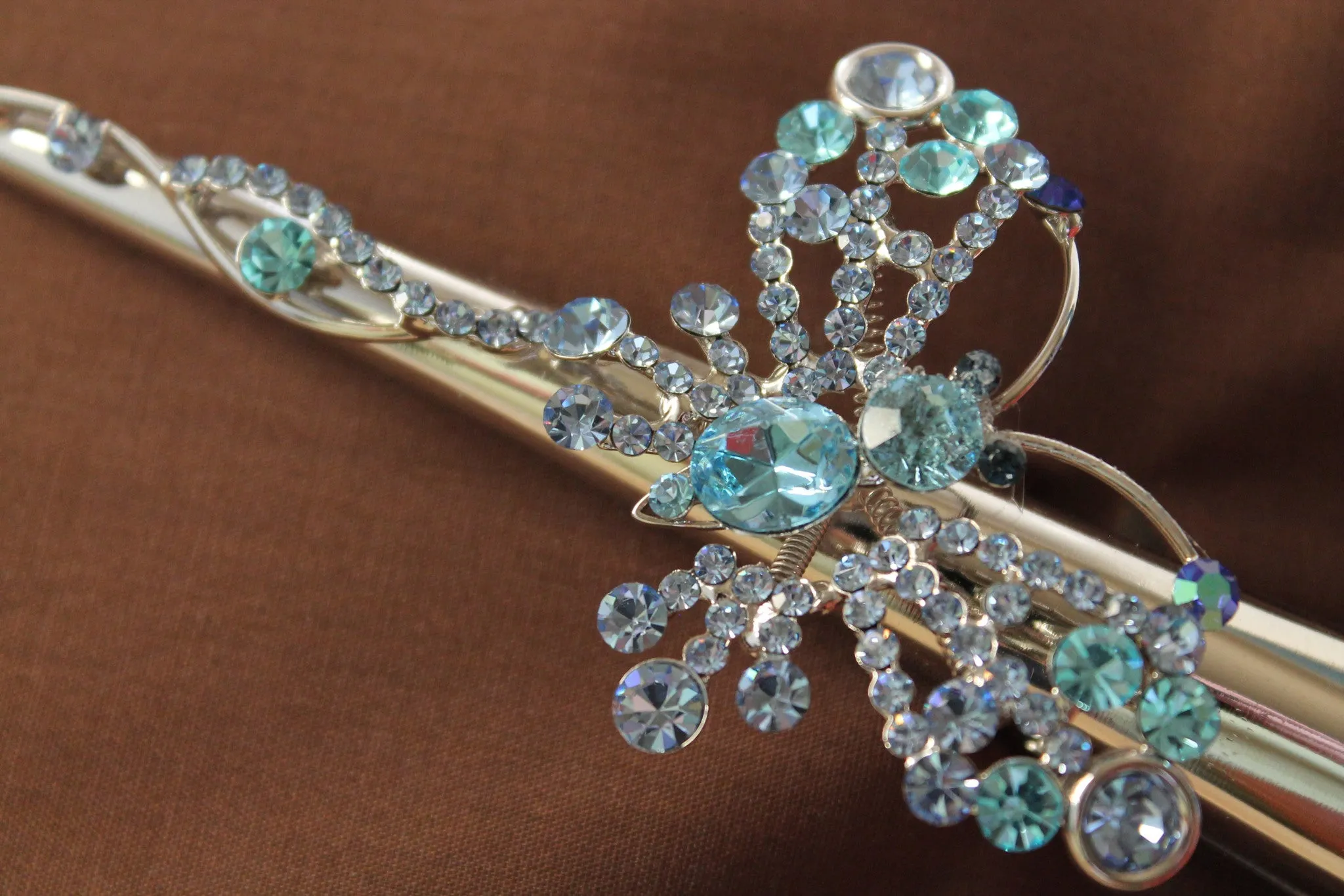 Hair Clip 211 Hair Snap Flutter Crystal Blue Hair Clip Shieno