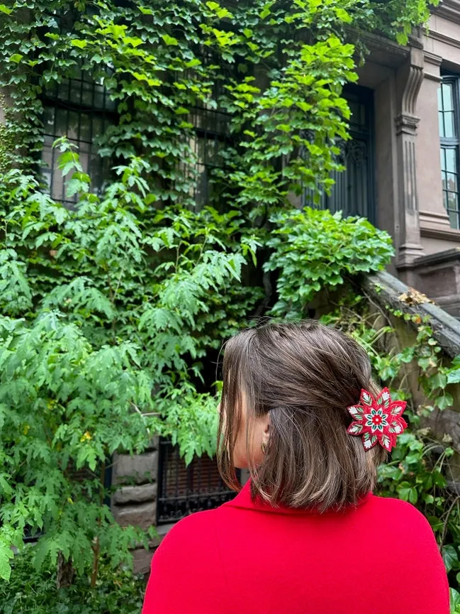 Hand-Painted Holiday Flower Hair Claw