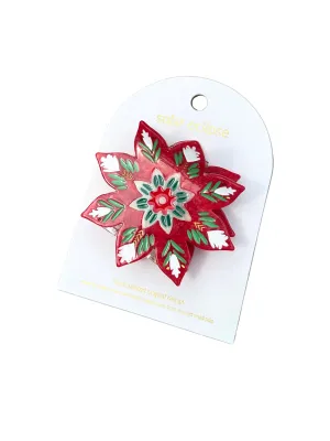 Hand-Painted Holiday Flower Hair Claw