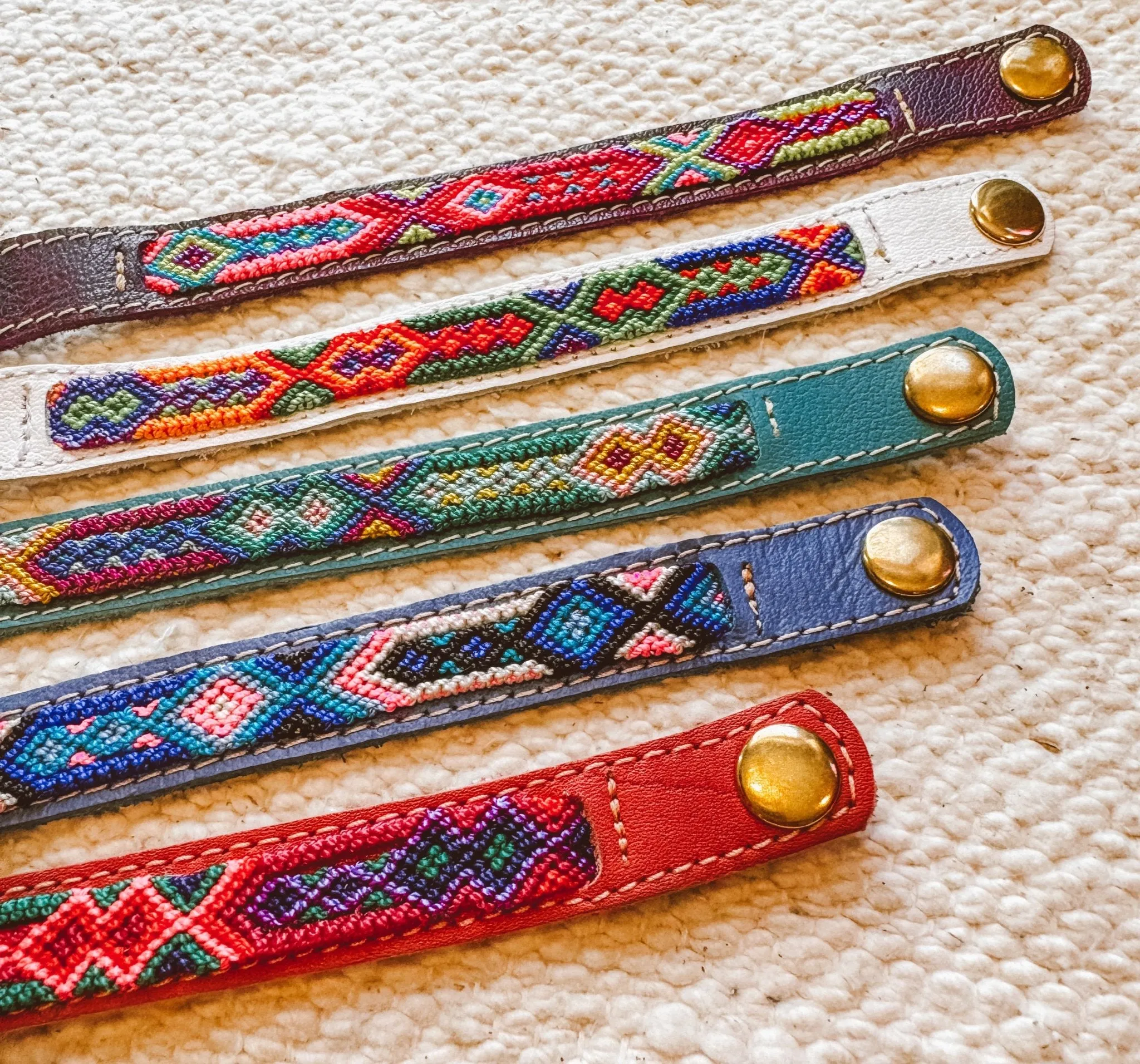 Handmade Leather Friendship Bracelet | Adjustable Snap Closure | Guatemala Handmade