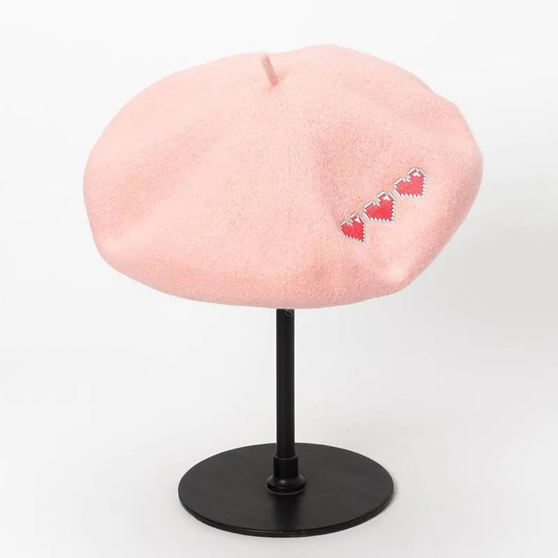 Harajuku Triple Heart Pink Beret