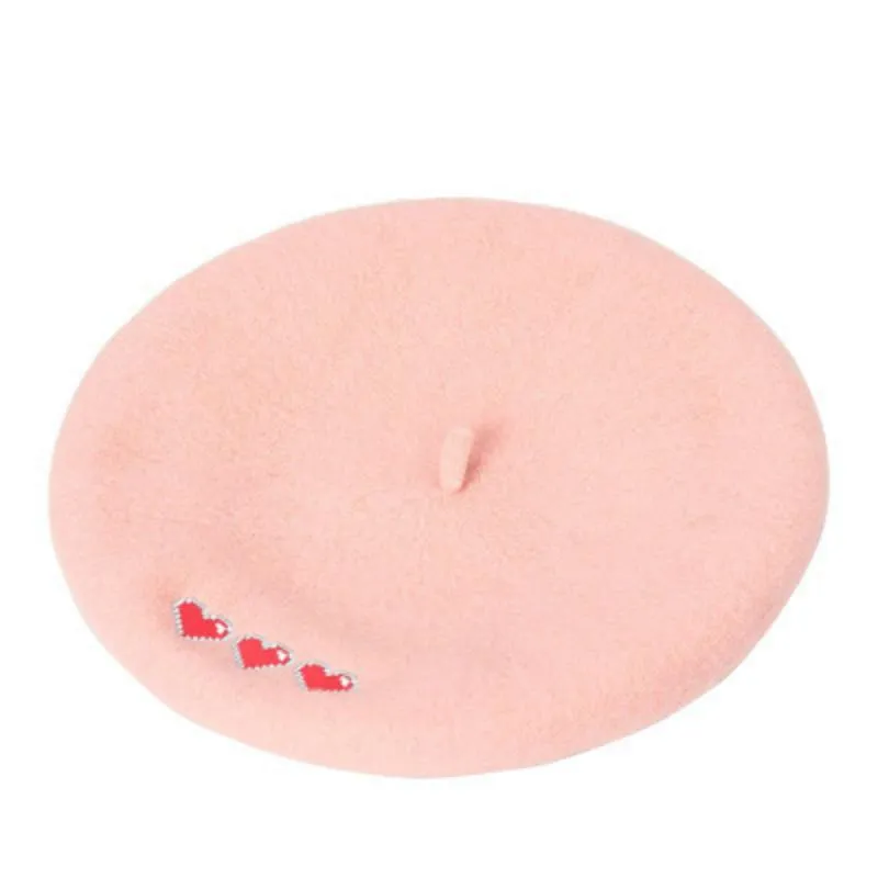 Harajuku Triple Heart Pink Beret