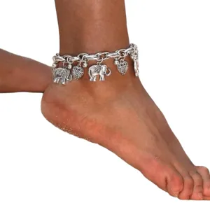 Hearts & Elephants Charm Anklet Bracelet