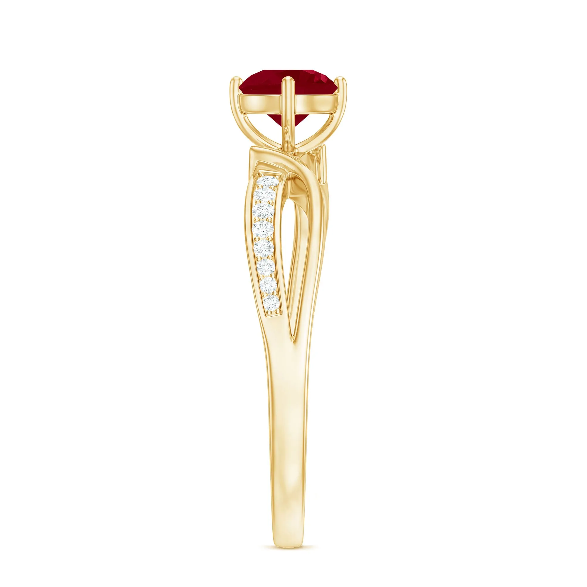 Infinity Shank Ruby Solitaire Engagement Ring with Diamond