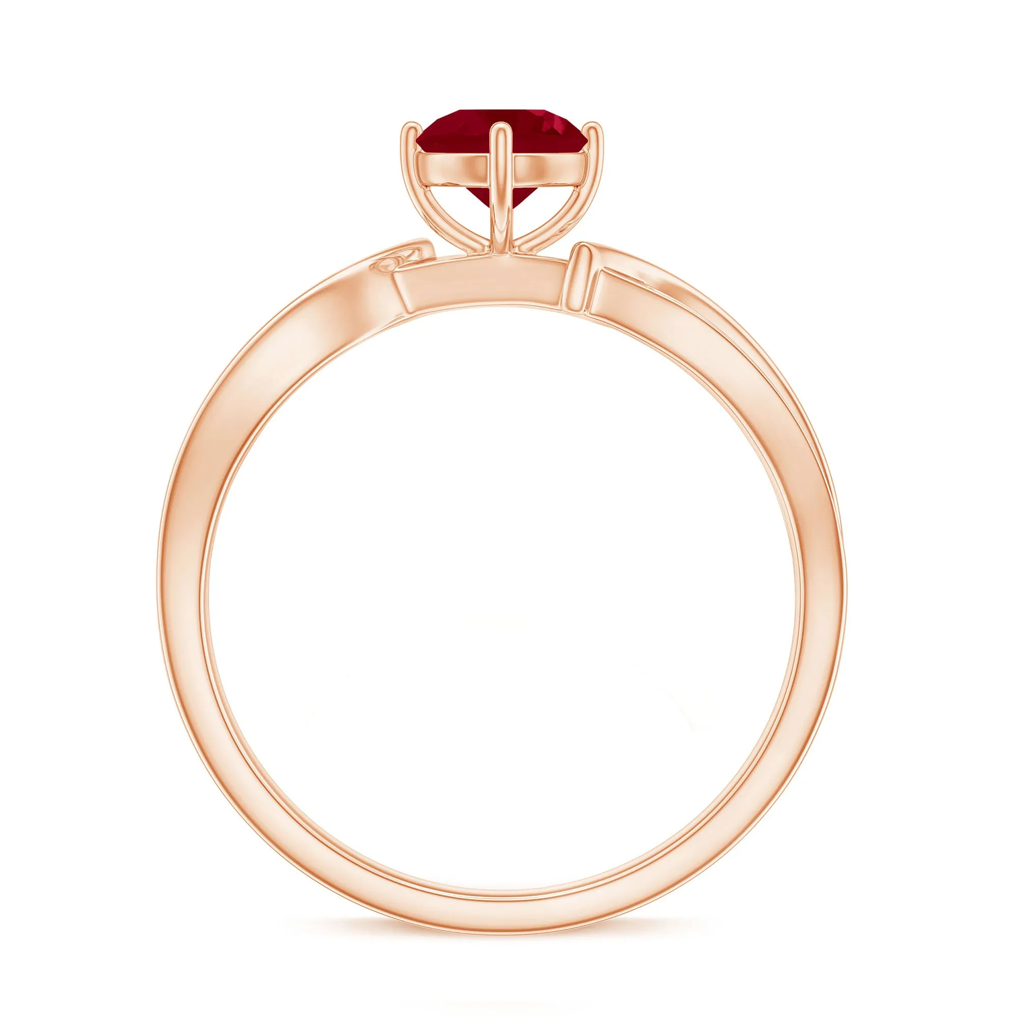 Infinity Shank Ruby Solitaire Engagement Ring with Diamond