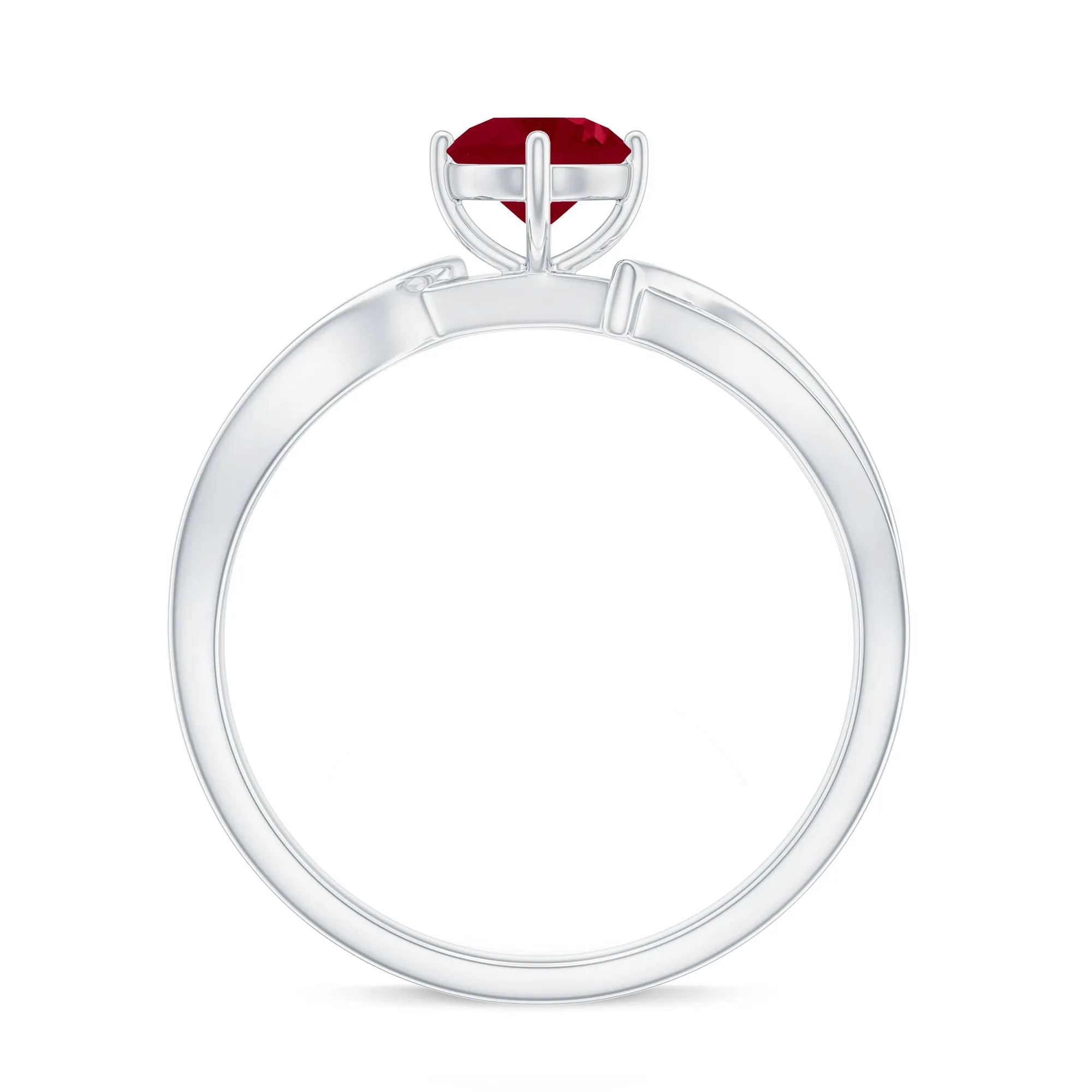 Infinity Shank Ruby Solitaire Engagement Ring with Diamond