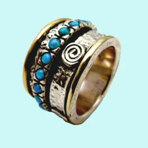 Israeli Jewelry silver gold spinner rings Israeli ring set with opals