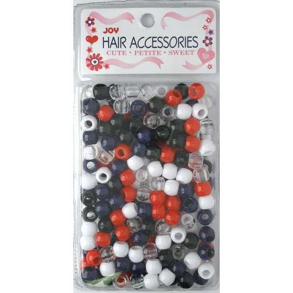 Joy Large Hair Beads 240Ct Black, White, & Red