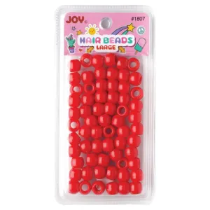 Joy Large Hair Beads 60Ct Red