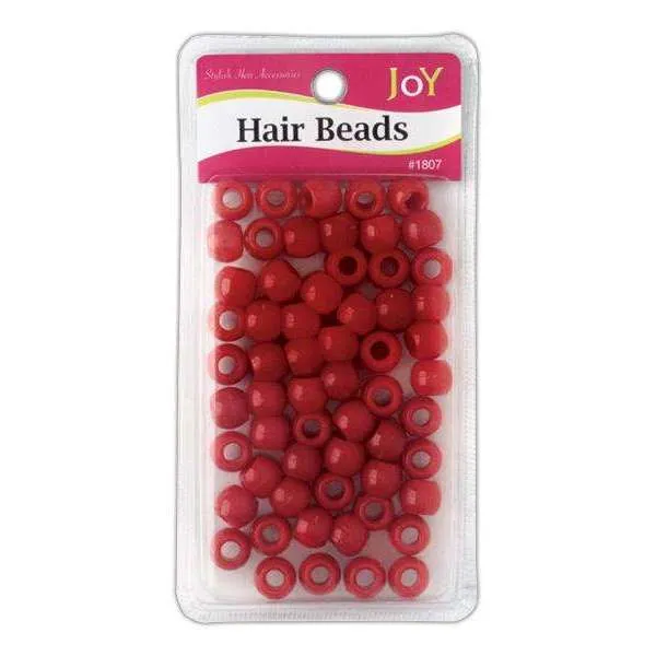 Joy Large Hair Beads 60Ct Red