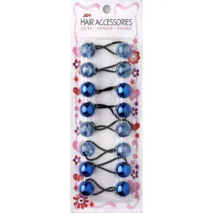 Joy Twin Beads Ponytailers 8Ct Assorted Blue