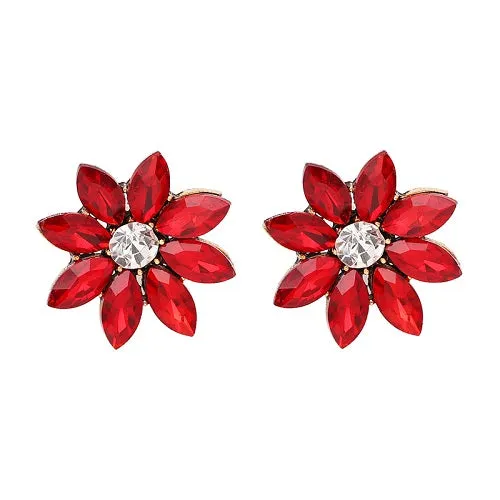 JUJIA 4 colors crystal flower stud earring fashion women statement stud Earrings for women Factory wholesale