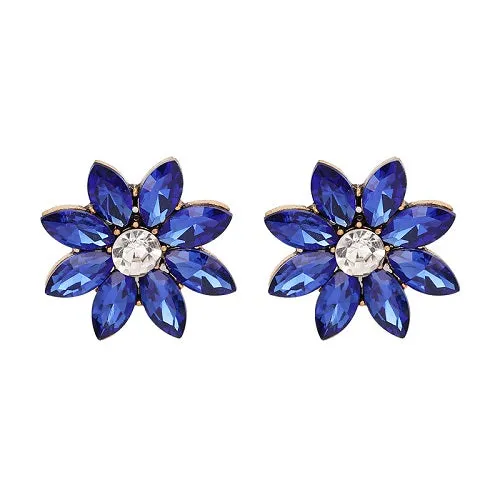 JUJIA 4 colors crystal flower stud earring fashion women statement stud Earrings for women Factory wholesale