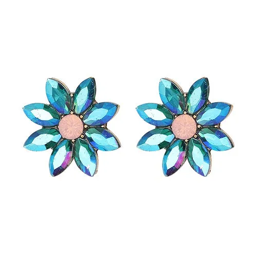 JUJIA 4 colors crystal flower stud earring fashion women statement stud Earrings for women Factory wholesale