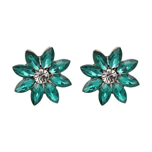 JUJIA 4 colors crystal flower stud earring fashion women statement stud Earrings for women Factory wholesale