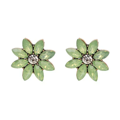 JUJIA 4 colors crystal flower stud earring fashion women statement stud Earrings for women Factory wholesale