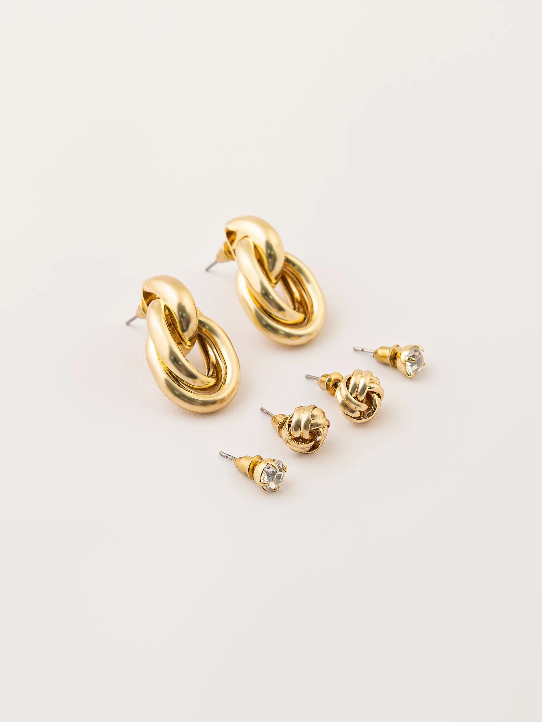 Knotted Stud Earrings Set