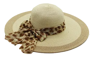 Ladies wide brim Hat with cheetah ribbon