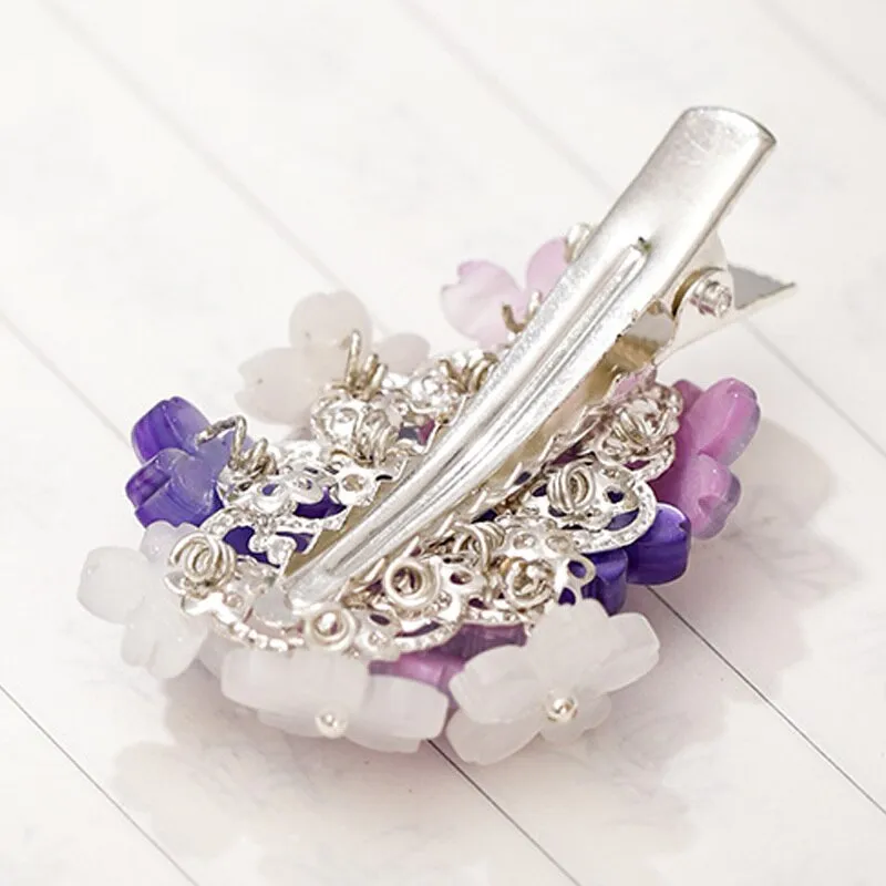 Lavender Violet Flower Hair Clips Wedding Bridal Hair Accessory