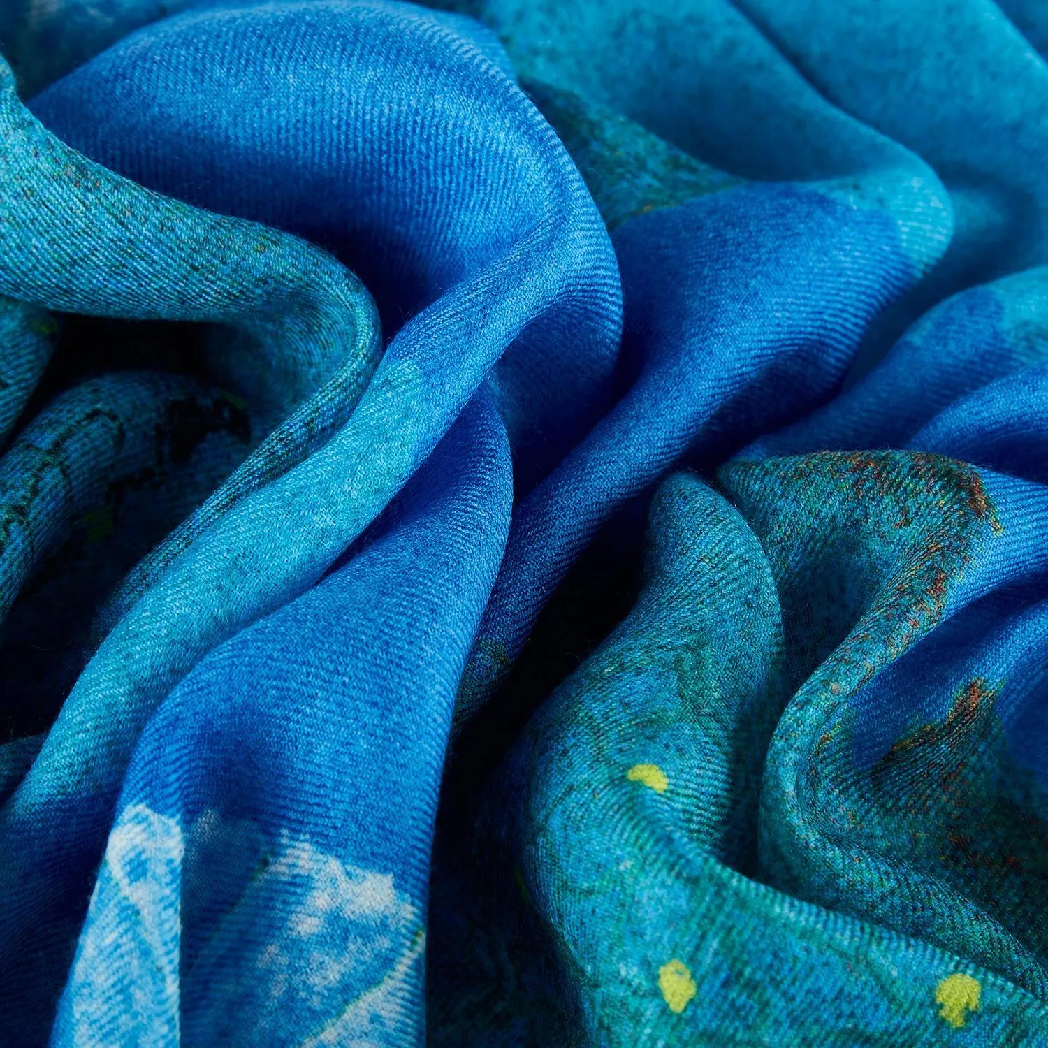 Luxurious Extra Wide 100% Cashmere Scarf & Wrap Blue Flower CSH243