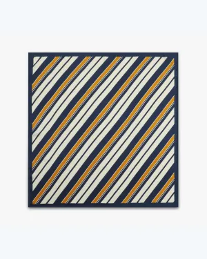 Luxury Striped Twill Silk Square Scarf