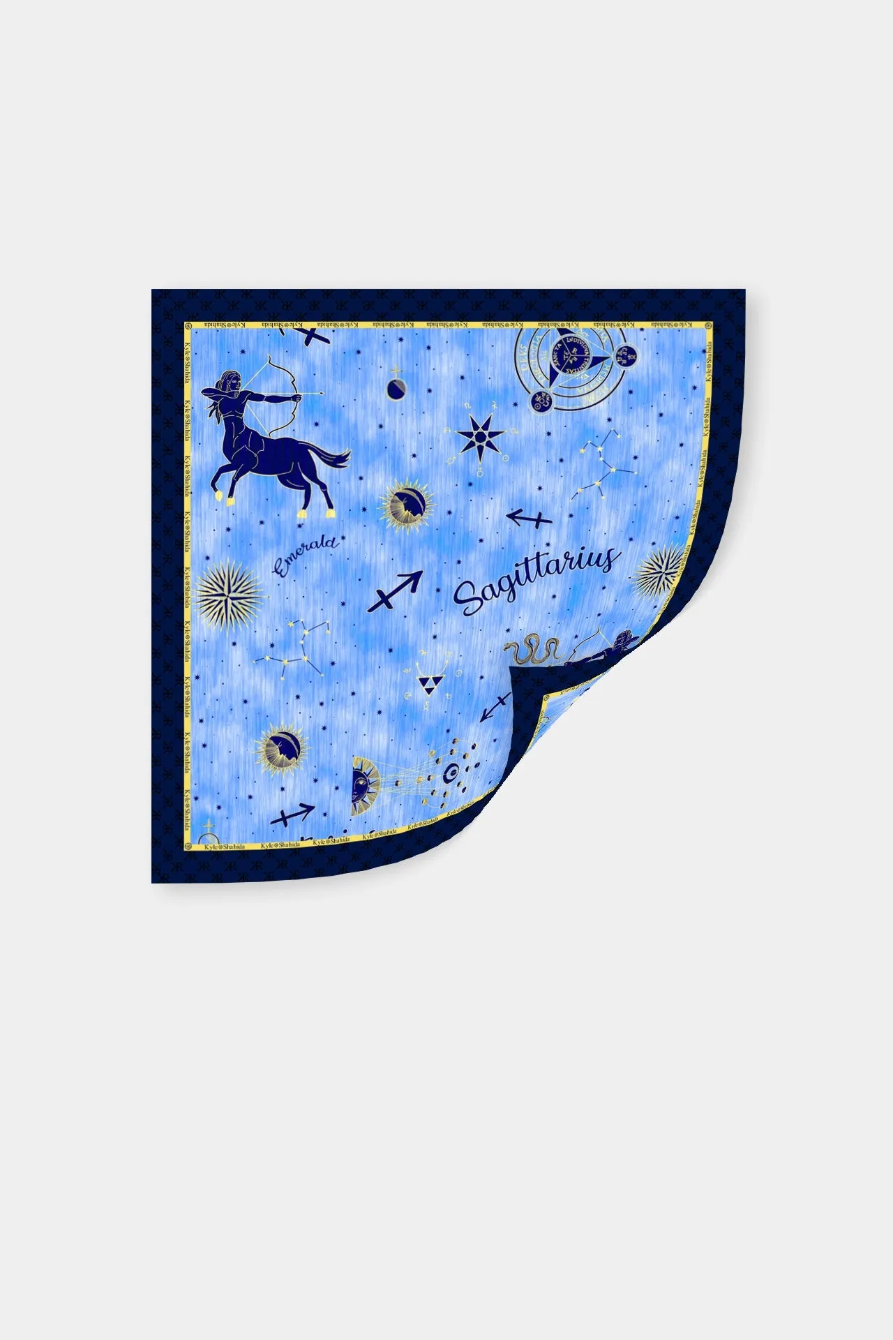 Luxury Zodiac Print Scarf in Blue