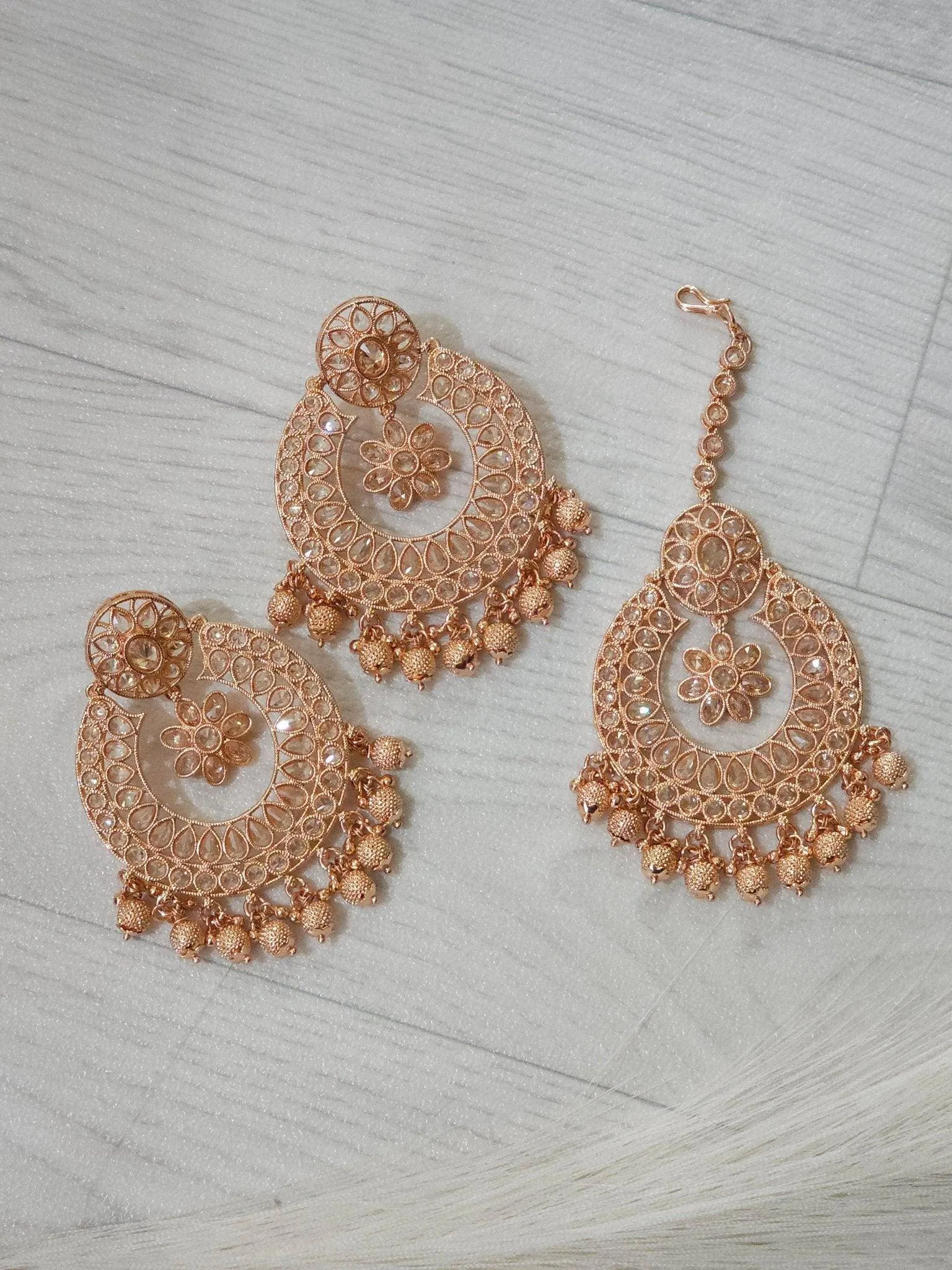 Mahira Polki Rani Haar Set - Rose Gold