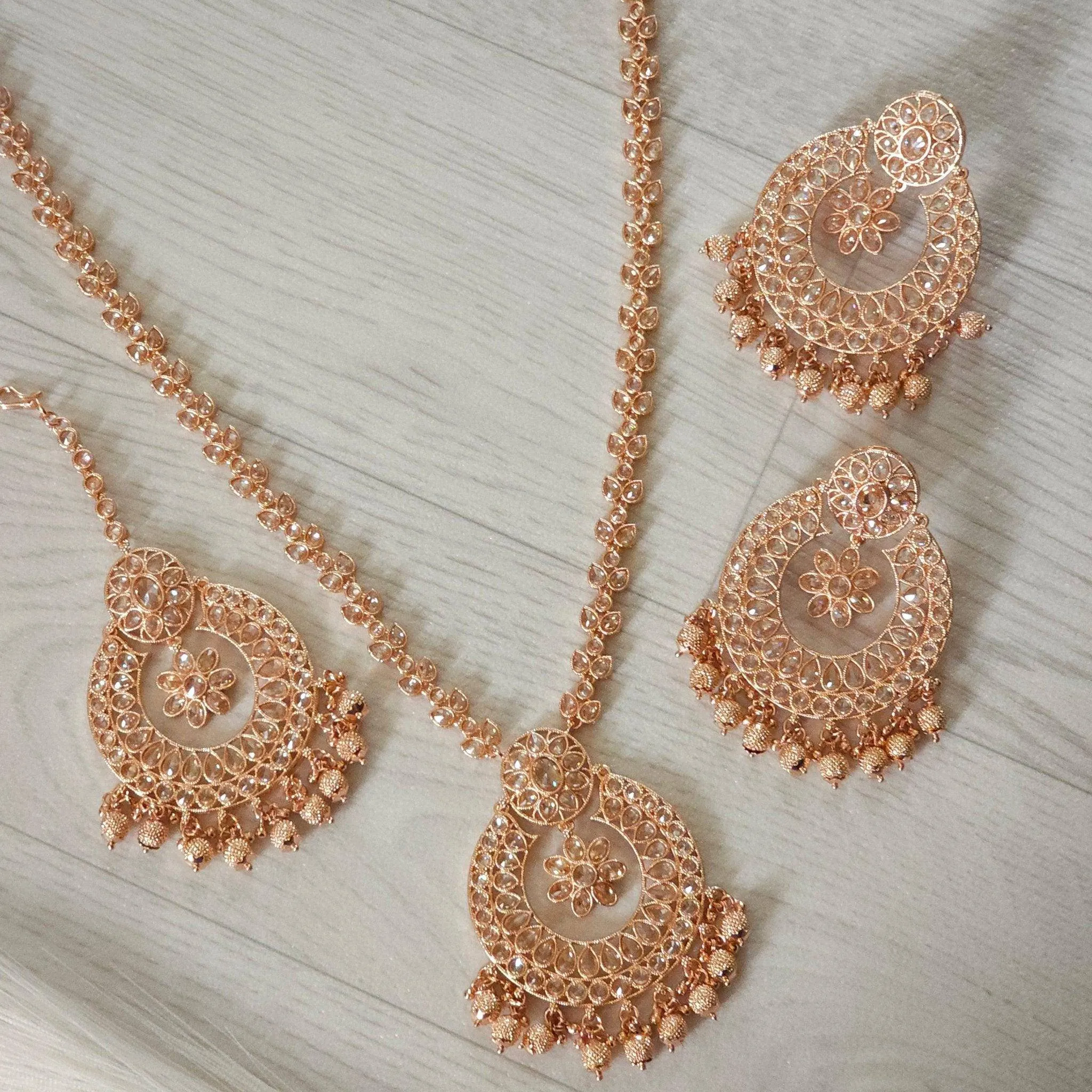 Mahira Polki Rani Haar Set - Rose Gold