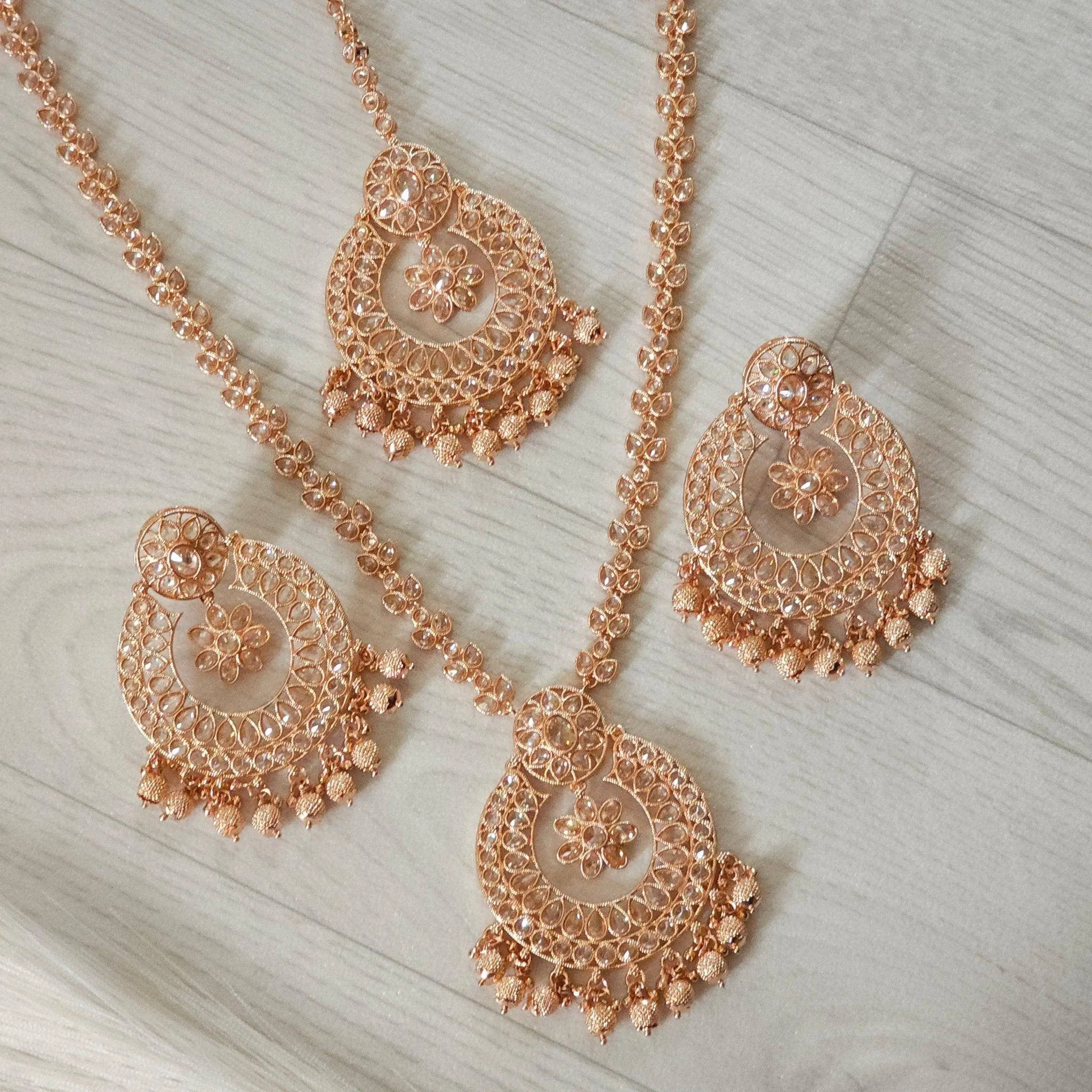 Mahira Polki Rani Haar Set - Rose Gold