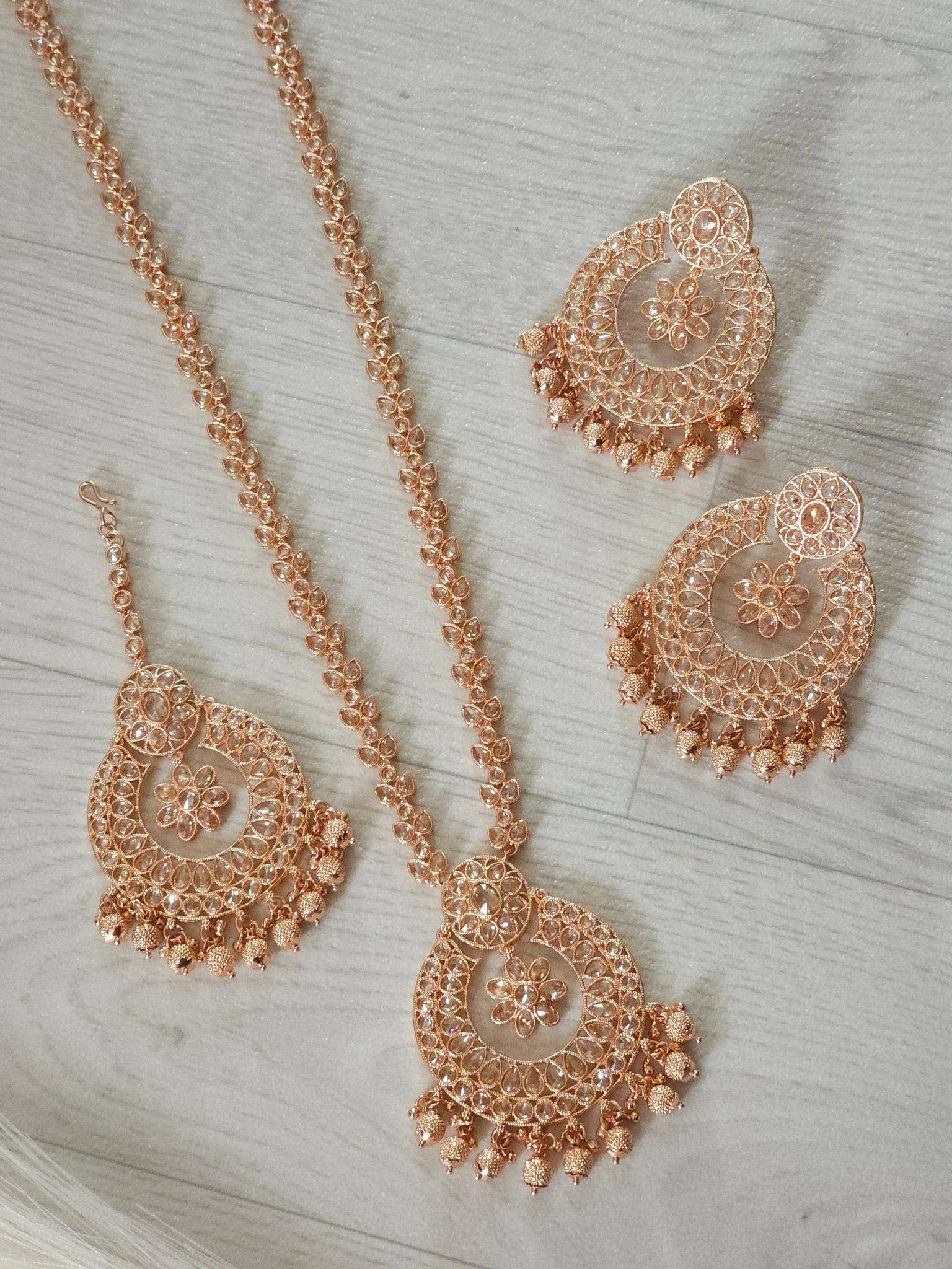 Mahira Polki Rani Haar Set - Rose Gold