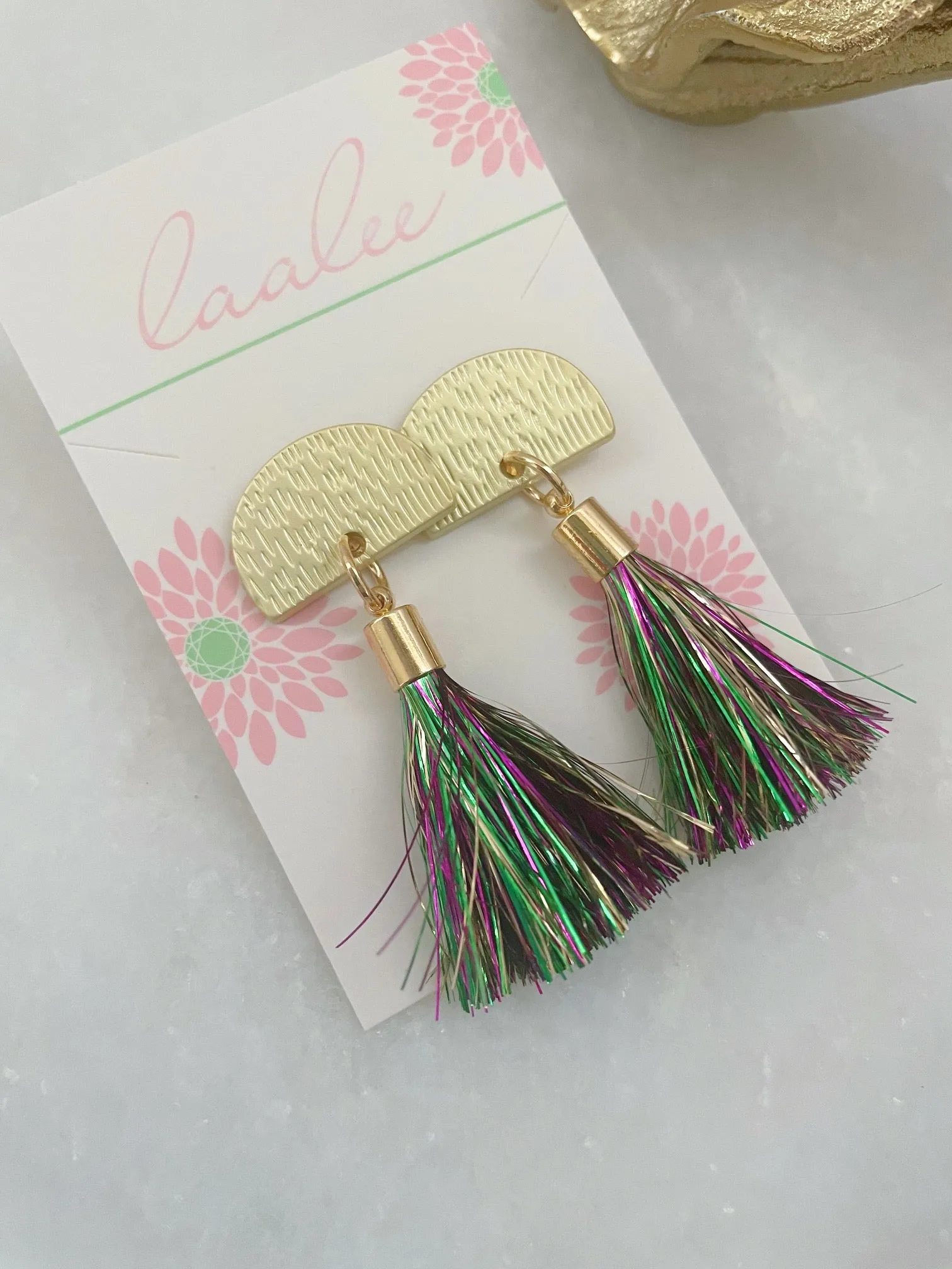 Mardi Gras Half Moon Earrings